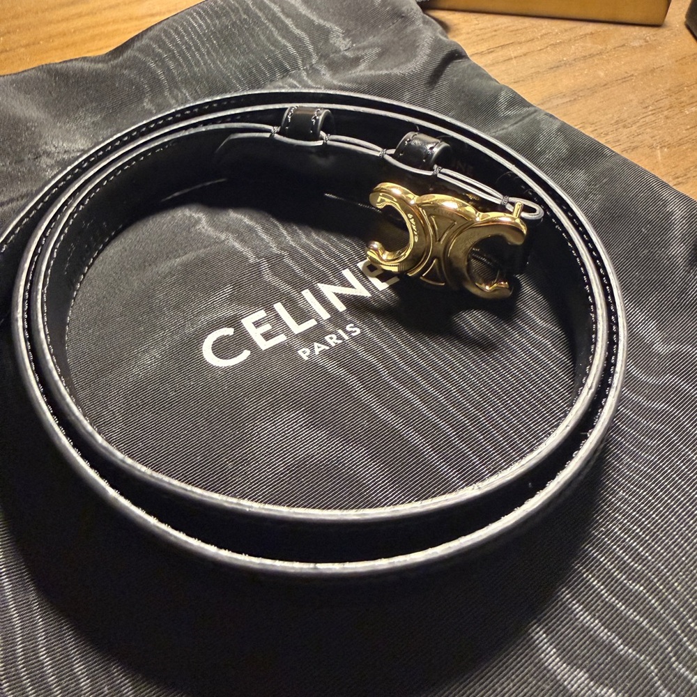 Celine Small Triomphe Belt in Smooth Calfskin